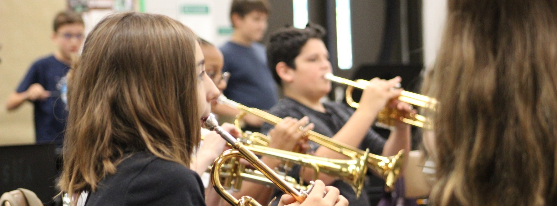 Fernandina Beach High School students playing trumpets, photographed by Nassau County School District